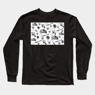 Vintage Summer- Black and White Pattern Long Sleeve T-Shirt